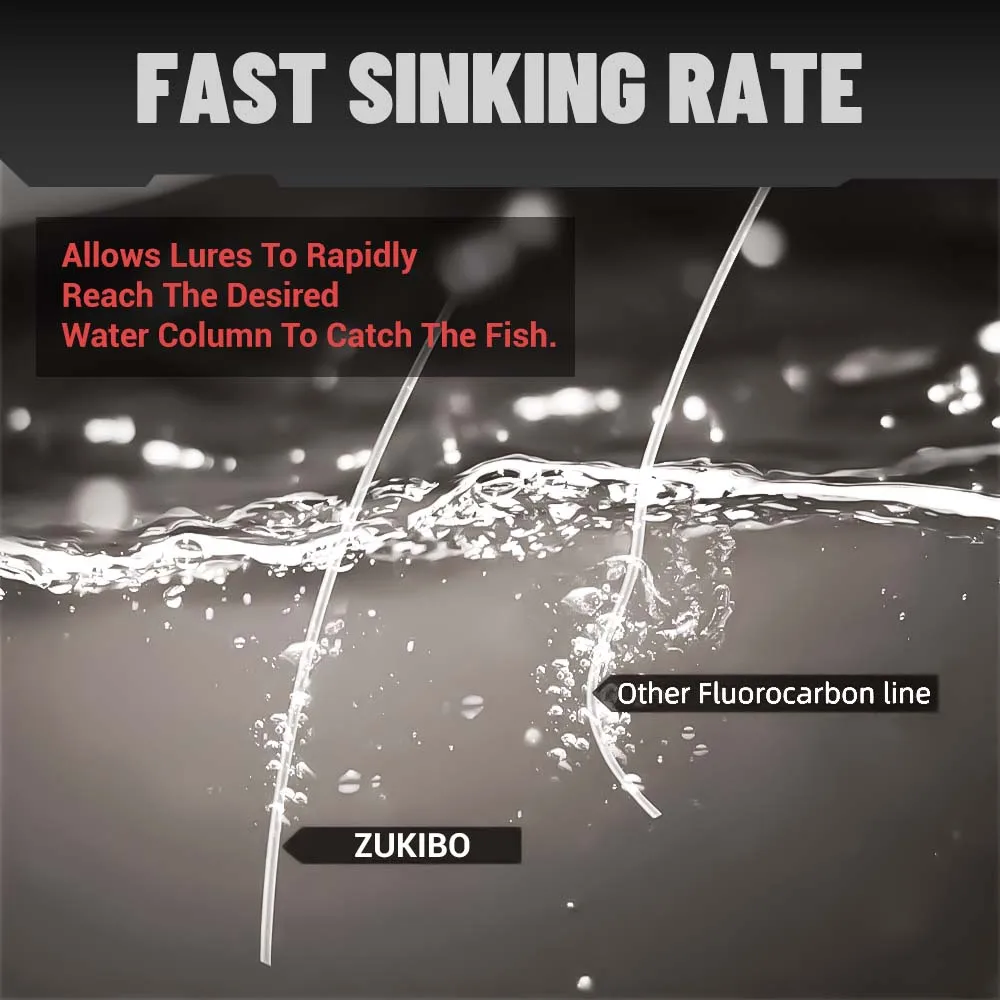 ZUKIBO Boot-/Fischerei-Angelschnur aus 100 % Fluorocarbon, abriebfest, japanisches Material, 100 m, 50 m, Shock Leader, unsichtbare sinkende Schnur – Detail 7
