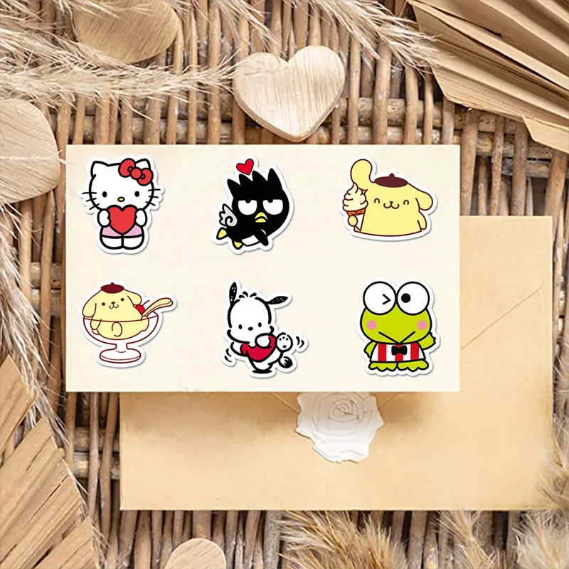 50/100pcs Kawaii My Melody Kuromi Hello Kitty Stickers for Kids Girls DIY Laptop Phone Diary Cute Cartoon Sanrio Sticker Decals