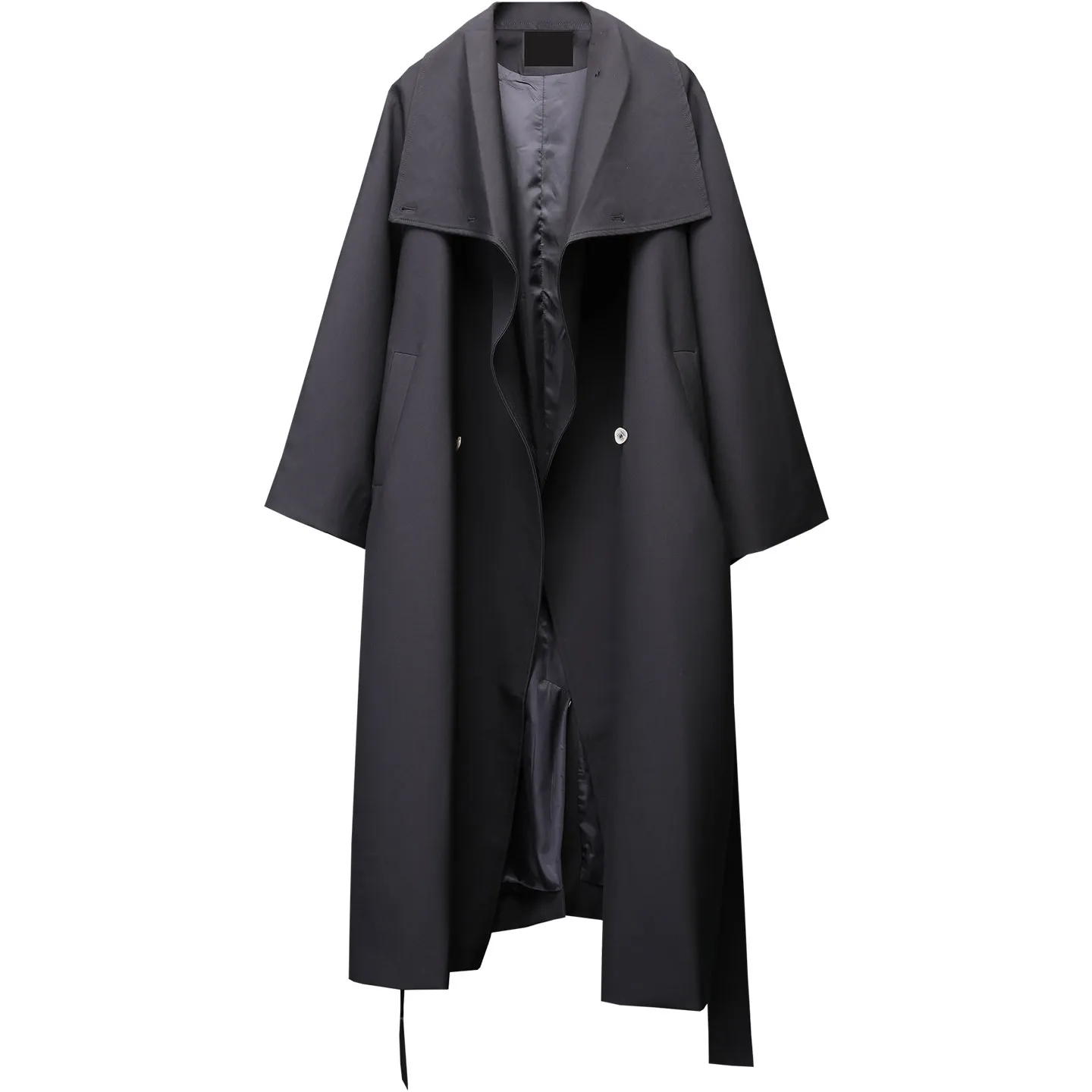 Yaosi Style Cut Belt Design Fall Long Coat Men's Dark Fashion Trendy Loose Overknee Coat