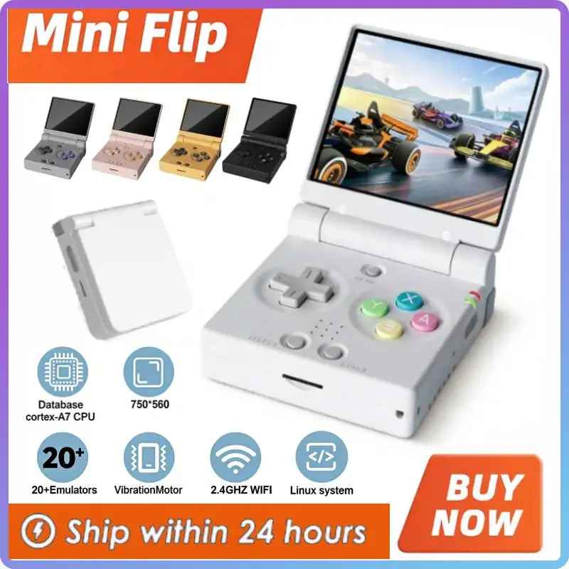 MINI FLIP Handheld Game Players 2.8'' IPS Screen Linux System 2500mAh Mini Video Game Consoles Free Case Gamer Gift Retro Gaming