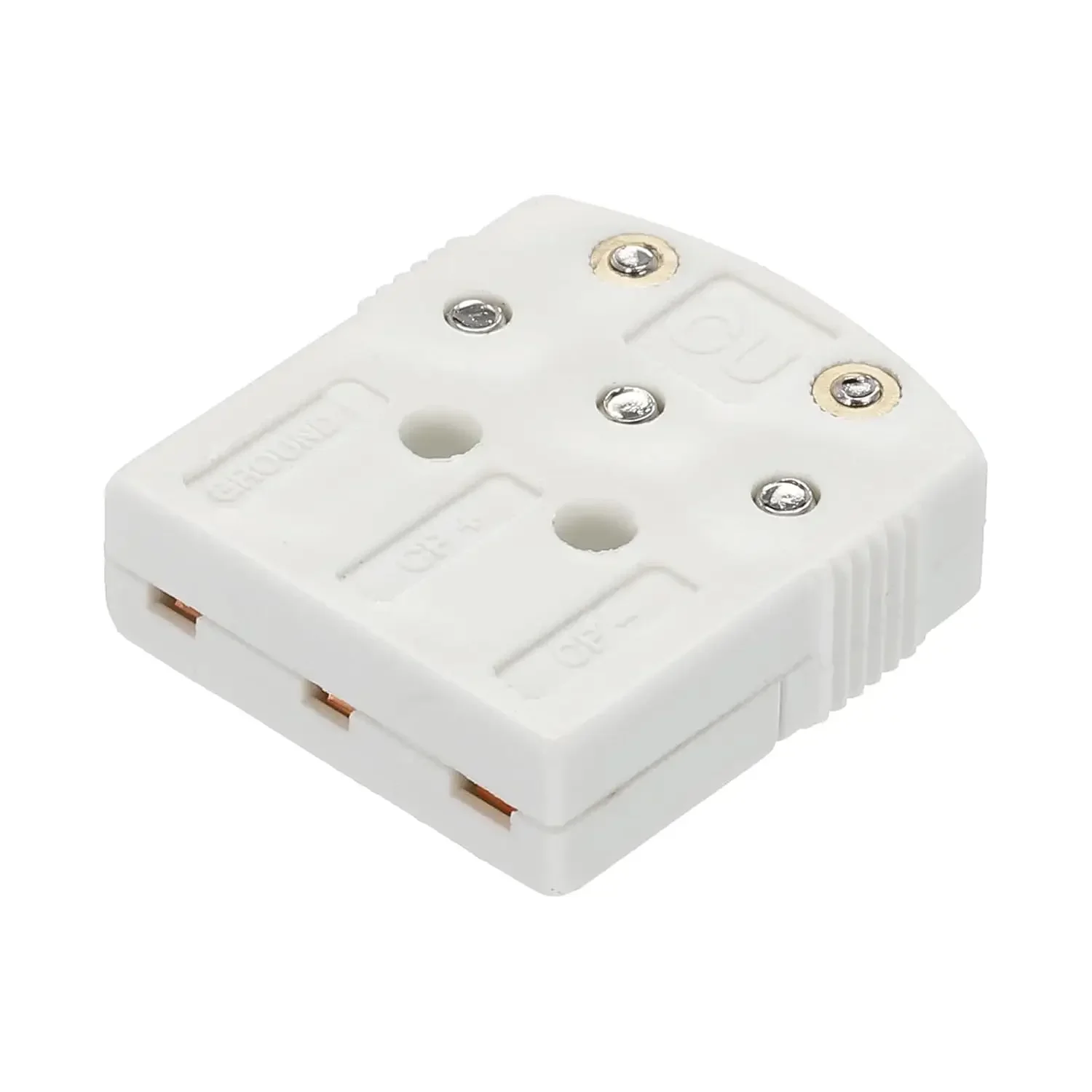 U Type Thermocouple Wire Connectors Female Plug Adapter with 3 Prong Flat Pin Temperature 220°C(428°F) White 1pcs