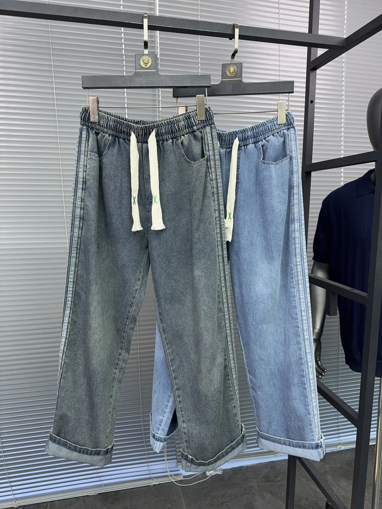 Svip Men's Summer Lightweight Breathable Casual Straight Leg Jeans Loose Fit Stripe Pattern Pampa& Brand