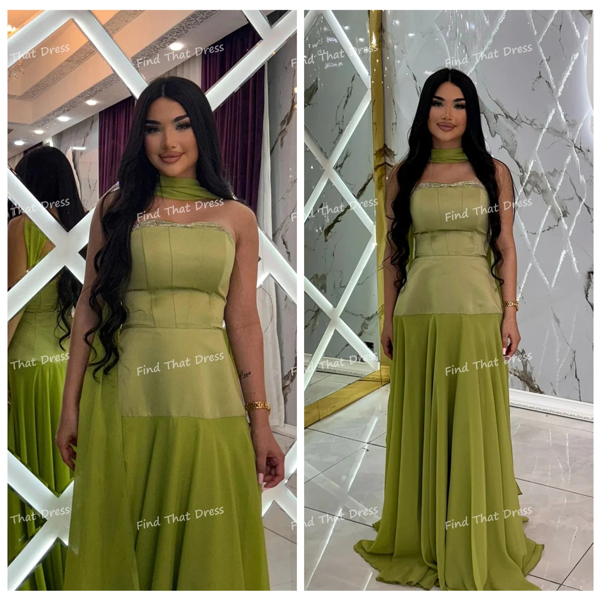 

Классическое шифоновое вечернее платье макси с драпировкой и вырезом «лодочка», выполненное на заказ, плиссированное платье в Саудовской Аравии с открытой спиной и шлейфом מספר שמ س 3)