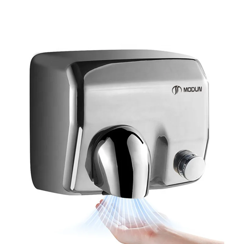 

Push Button Brushed Stainless Steel AISI 304 Automatic Hand Dryer with 360 Rotating Nozzle
