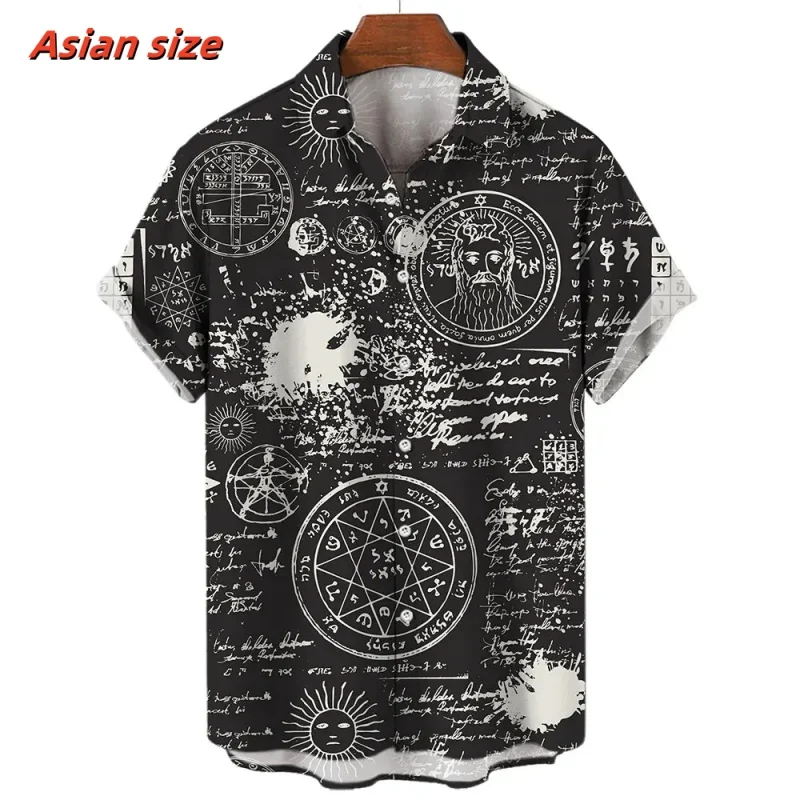 3D Printed Map Compass Aloha Shirt For Men Vintage Exquisite Pattern Blouse Summer Loose Short Sleeve Lapel Tops Hawaiian Shirts
