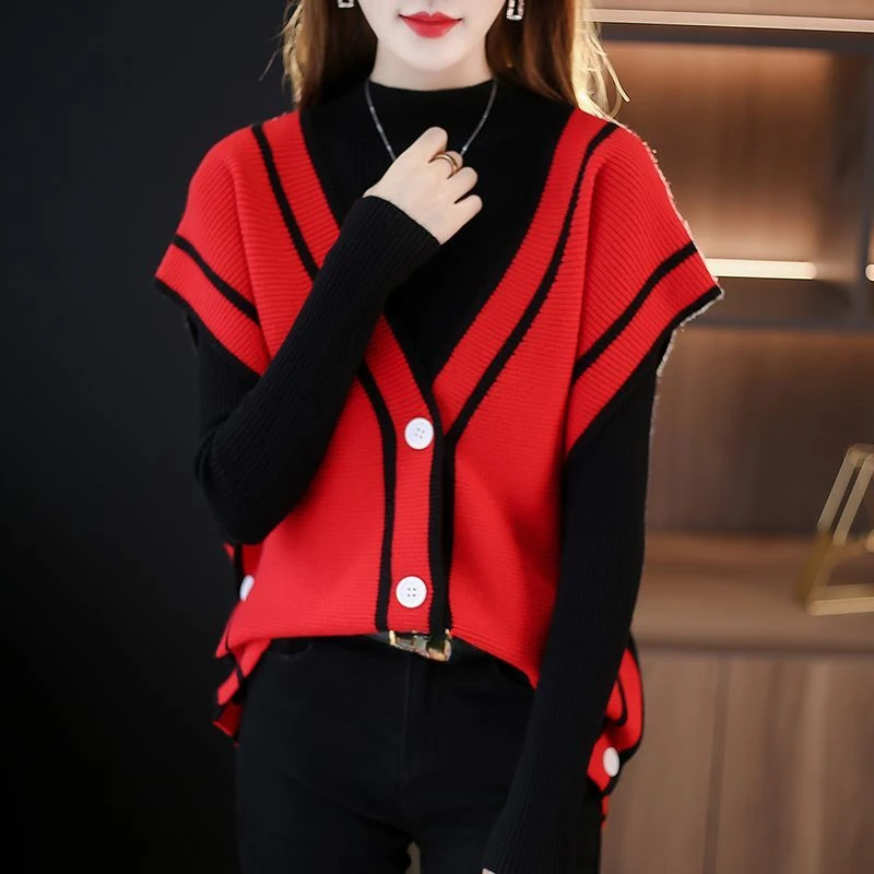 Cardigan Sweater Vest Woman Autumn Spring Warm Knit Vest Female Loose Sleeveless Outerwear Sweater Fashion Button Cardigans R609