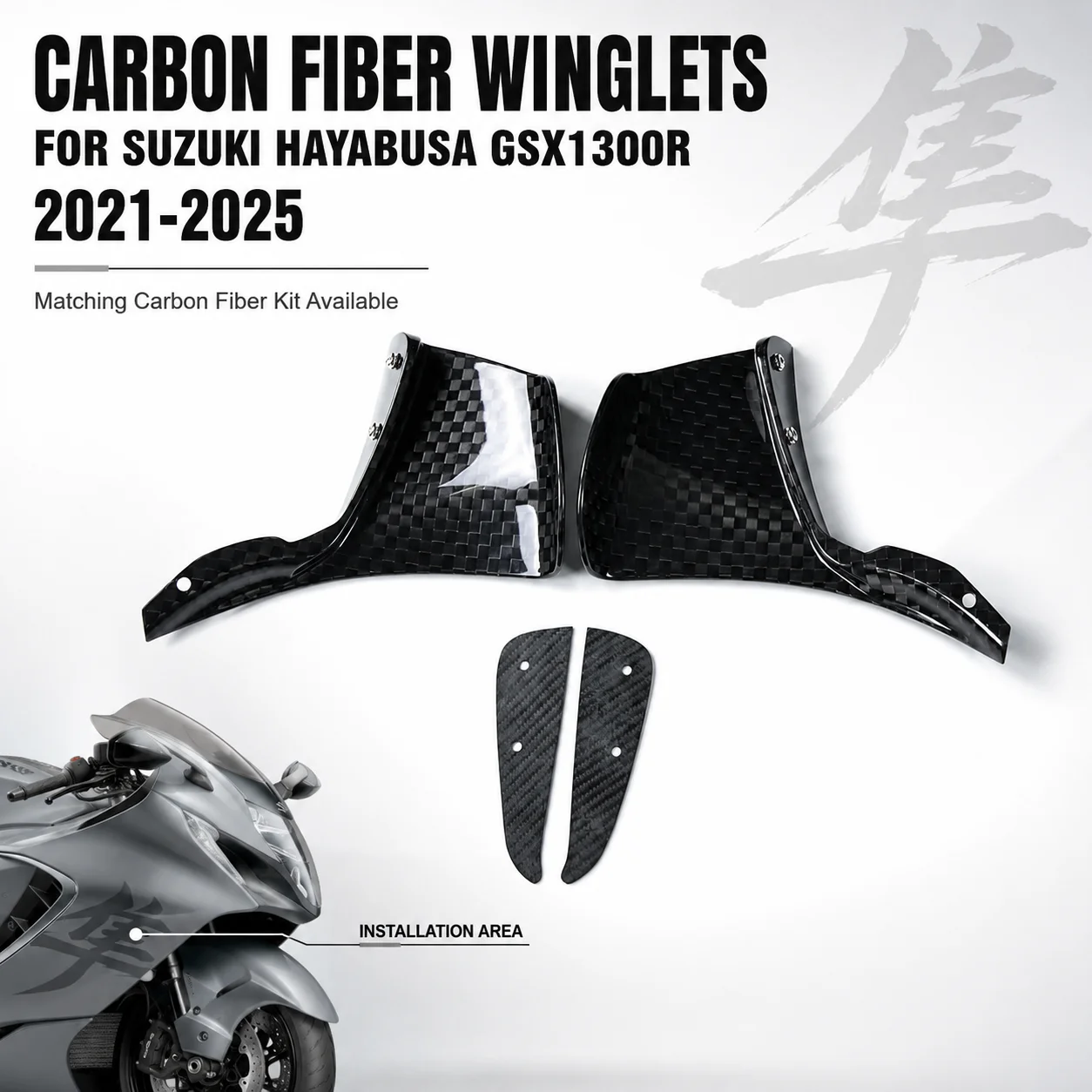 

Winglets Ailerons Side Panels Carbon Fiber Front Fairing Spoiler for Suzuki Hayabusa GSX1300R 2021-2025 Motorcycle Accessories