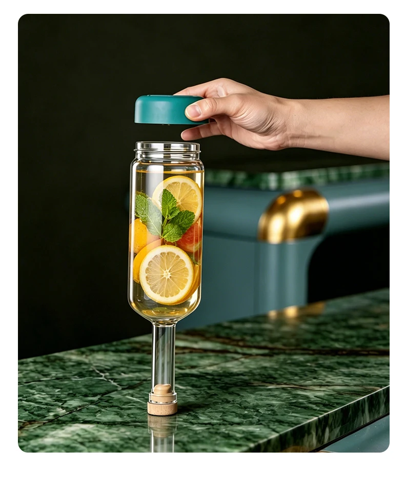 2PCS 800ml Inmeet Creative Bubble Wine Bottle Bar Juice Cocktail Oil Bottle with Scale Bartender Supplies