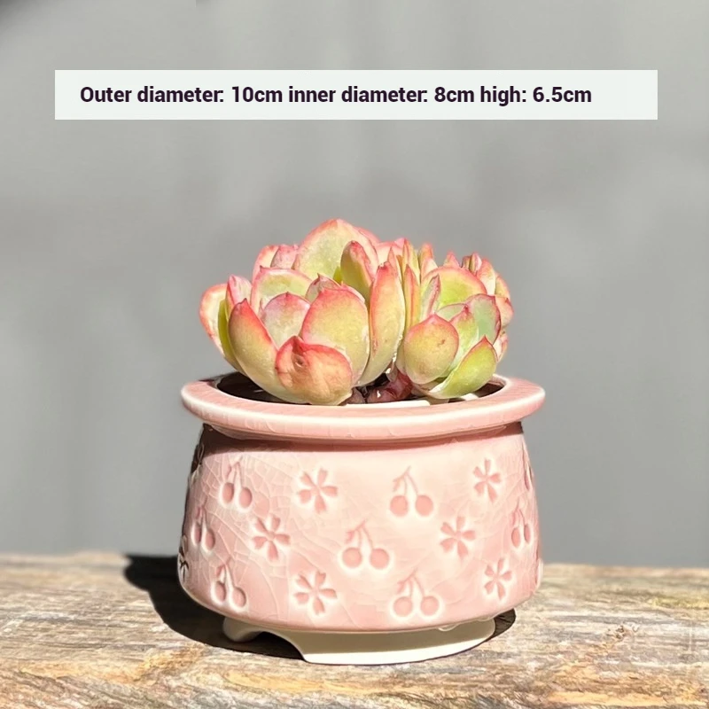

Ceramic Seal Stamp Flower Pot Ice Crack Glaze Small Size Cute Refreshing Peach Egg Succulent Plant Potted Simple Desktop Planter