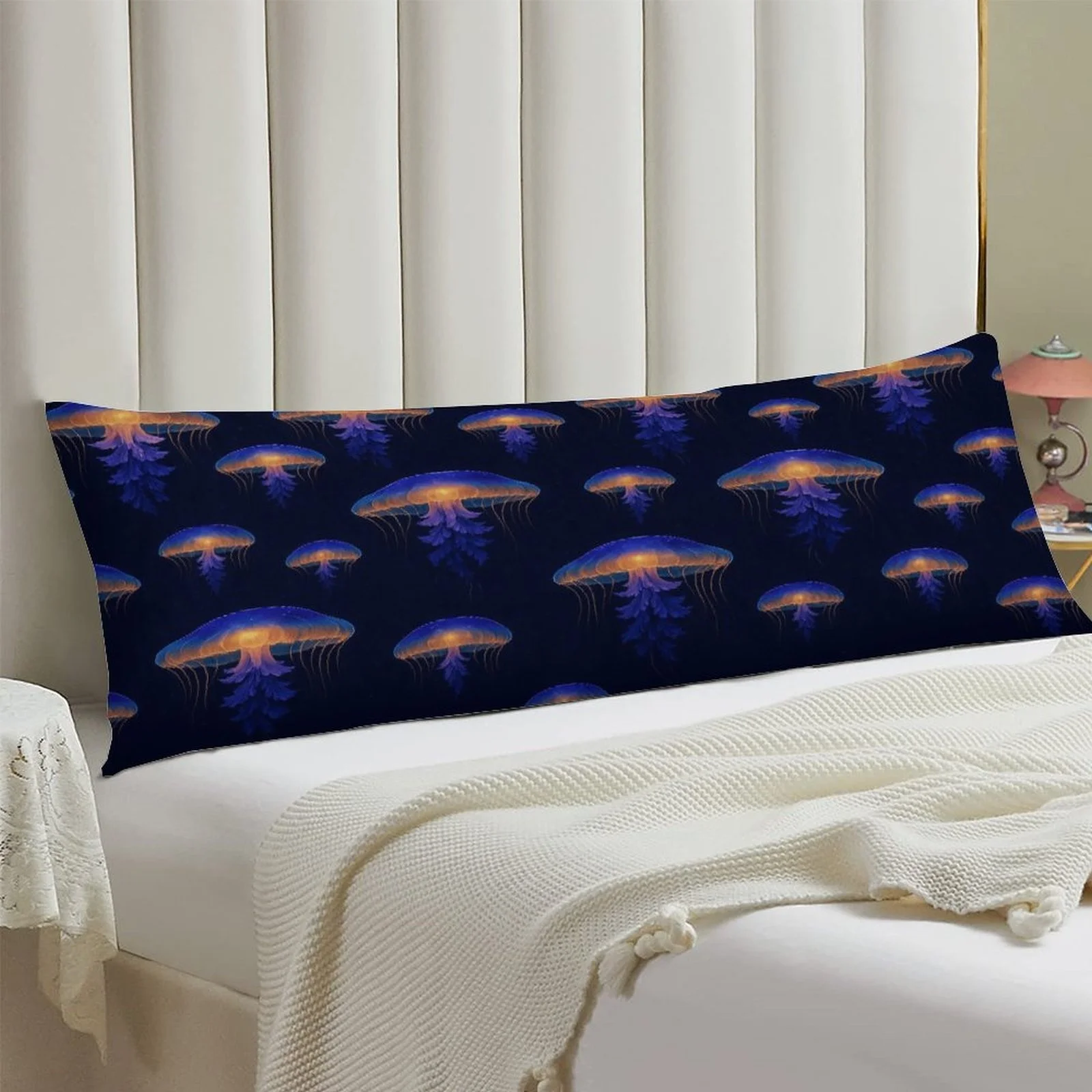 Large Glow-in-the-Dark Jellyfish Plush Pillowcase Suitable for Bed & Sofa - Double-Sided Glow-Themed Bedspread Cover with Zipper