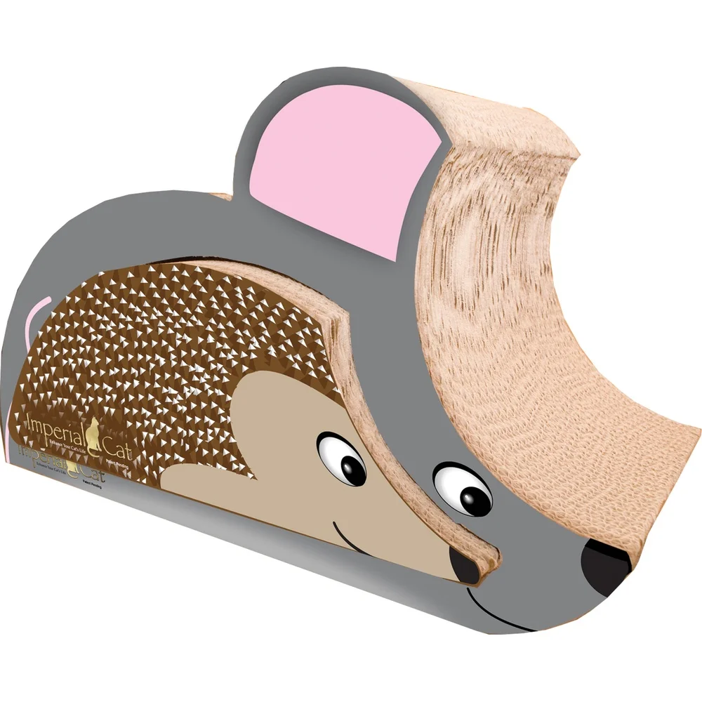 أداة خدش للقطط 2 في 1 مع ماوس كاتنيب ملون على شكل قنفذ من الورق المقوى ومحطة لعب ونوم مخالب صحية