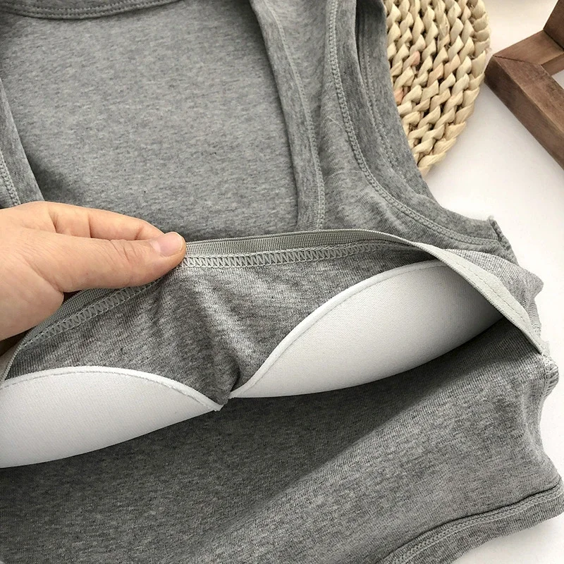 Women Tank Tops Sexy Square Low-Collar Sleeveless Neck Camisole Solid Tank Top Female Summer with Pad Solid Color Bottoming Tops