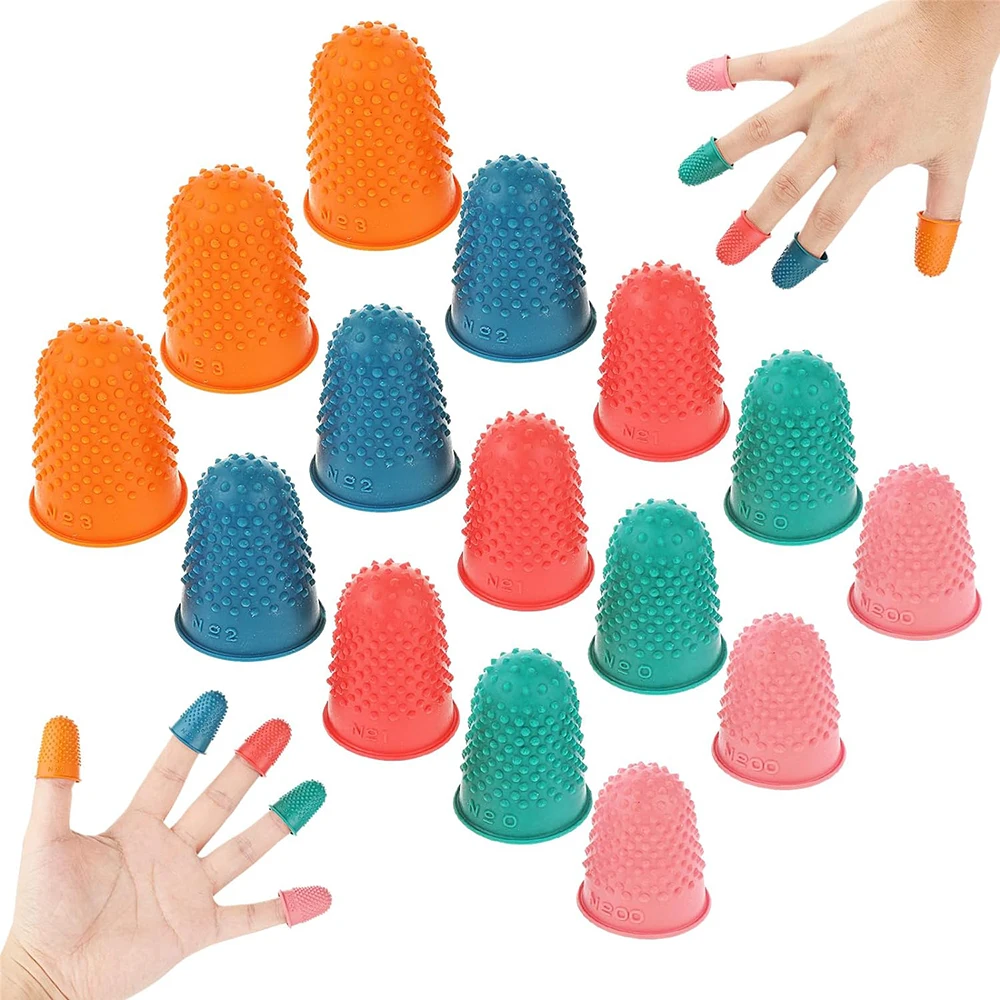 5PCS Silicone Finger Protectors Thimble Protectors Sleeve Tips Guard Fingertip Thumb Cots Pads for  Embroidery Sewing Cutting