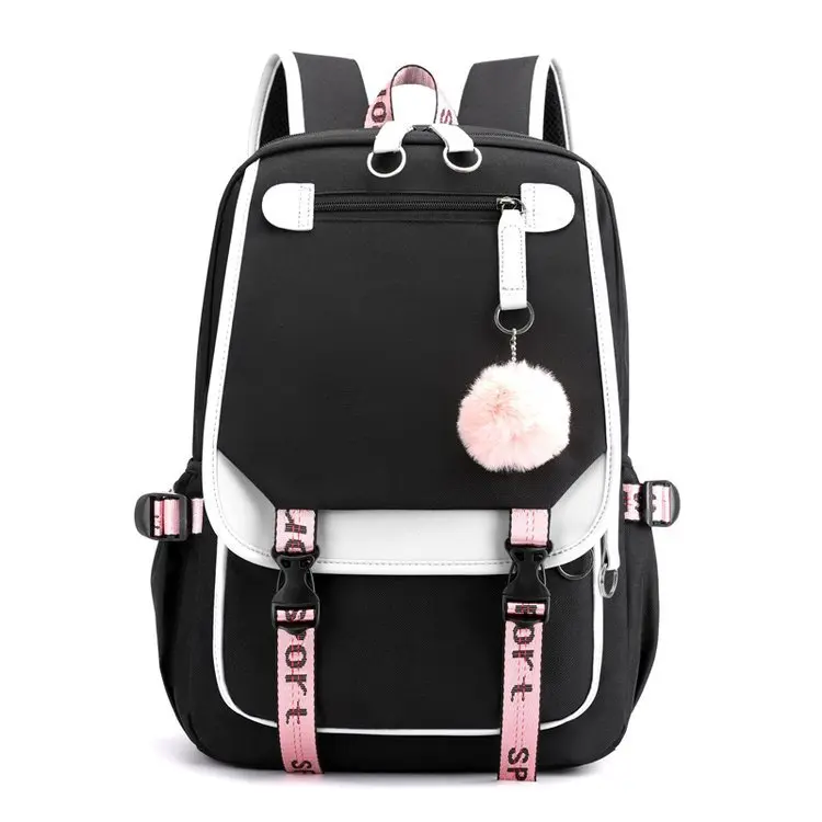 

Student backpack, large capacity, color-block design,Backpack with USB port, children's backpack, unisex, versatile, lightweight