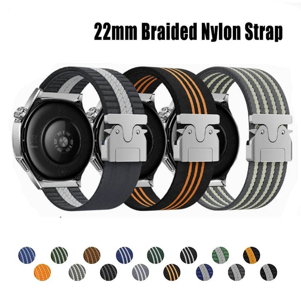

Нейлоновый эластичный ремешок 22 мм для часов Huawei Watch GT5 5Pro 46 мм GT4 4Pro GT3 Спортивный браслет для Samsung Galaxy 7 Ultra 47 мм Gear S3 Band