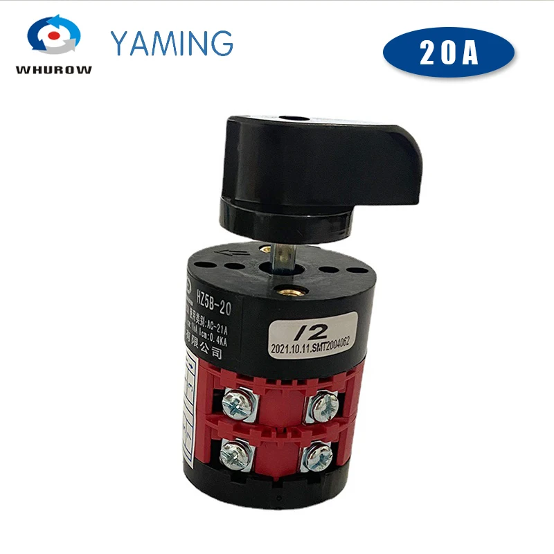 Yaming Electric 3 Position HZ5B-20/2 Combination Changeover Rotary Cam Switch 20A Two Poles 8 Terminals Silver Contact