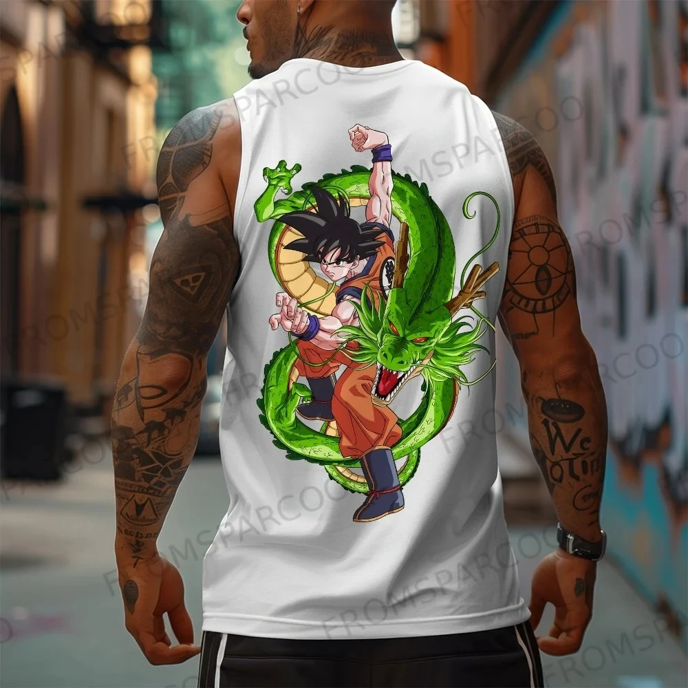 Dragon Ball Anime Printed Cotton Tank Top Bandai Goku Surrounding Men and Women Loose Spring and Summer Fashion Sports Top
