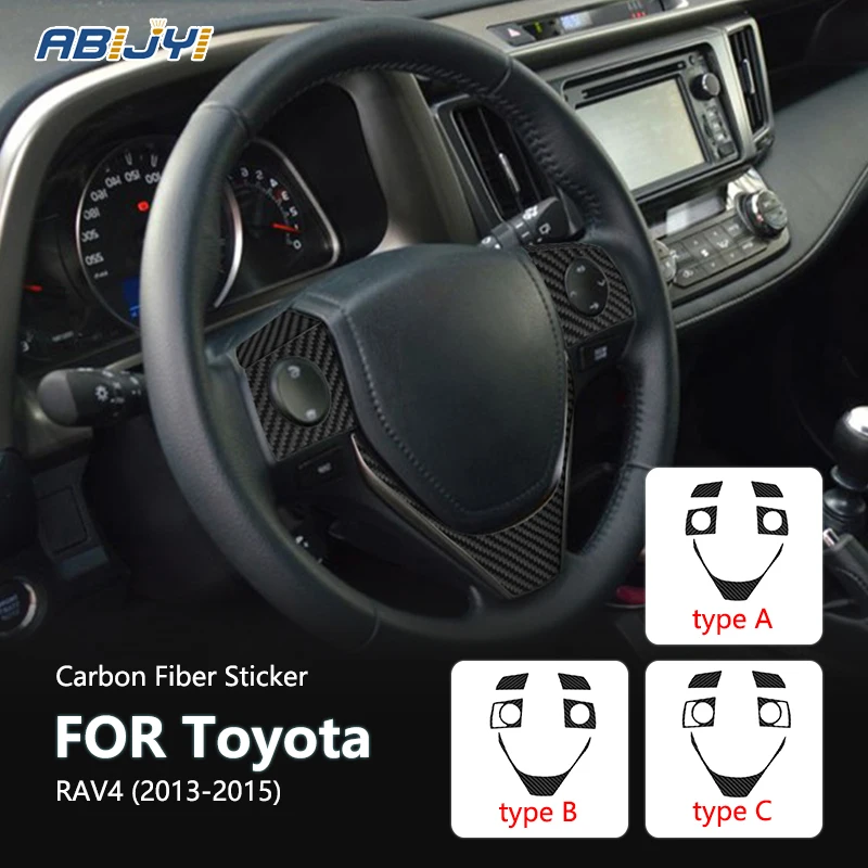 

For Toyota RAV4 2013 2014 2015 New Carbon Fiber Interior Steering Wheels Decoration Sticker Decal Car Accessories