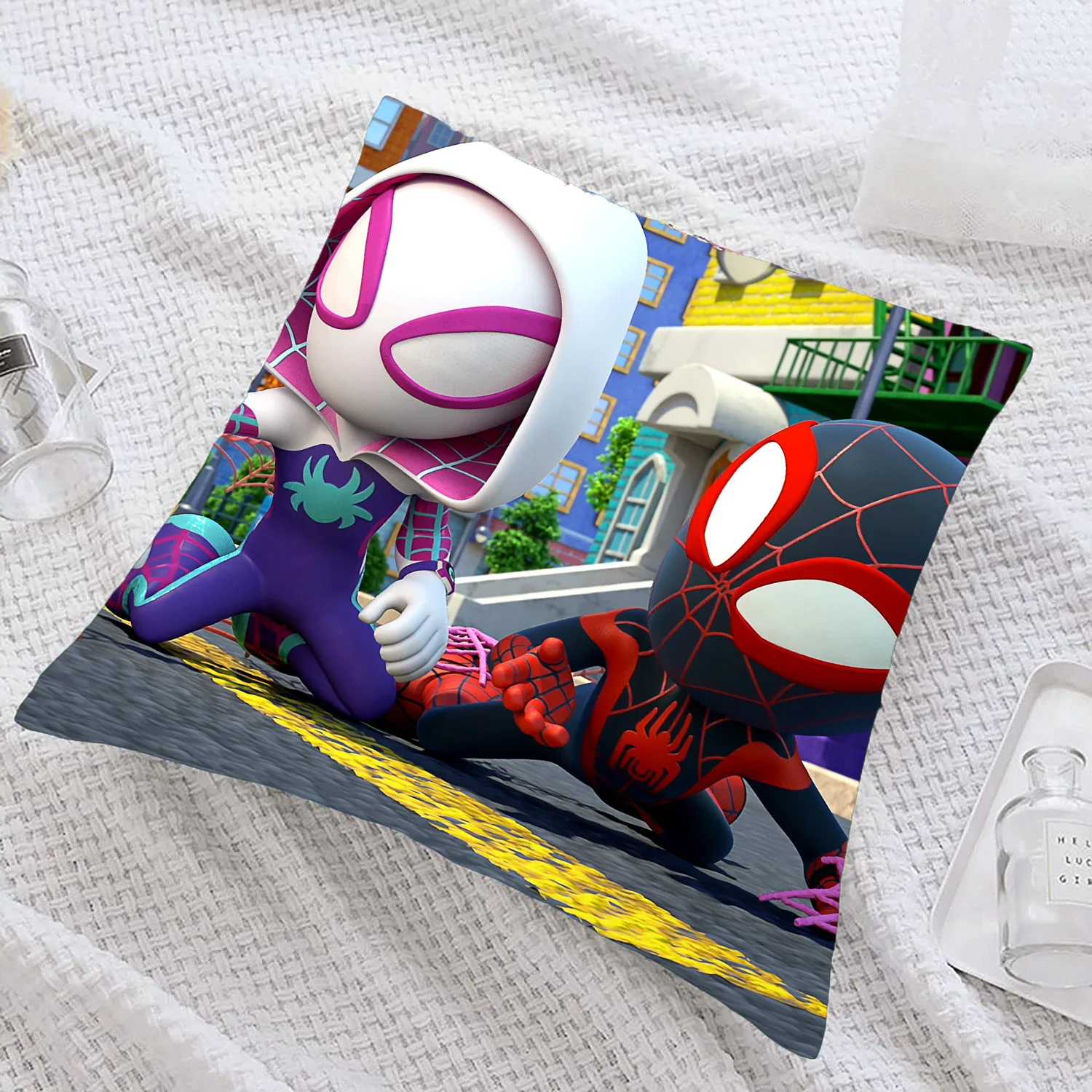 Spidey y sus amigos increíbles fundas de almohada cuadradas, Fundas de cojín pintadas, funda de almohada suave y acogedora con cremallera