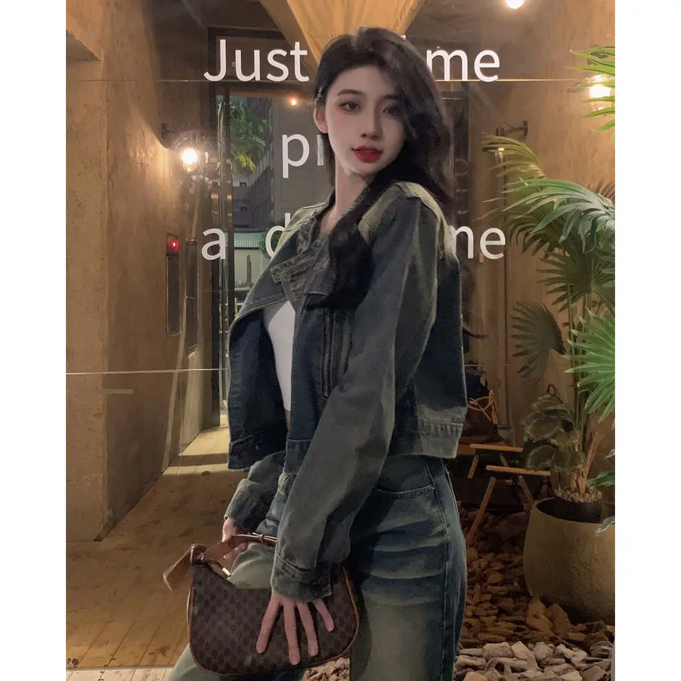 

Джинсовое пальто с мехом, женские летние школьные хипстерские куртки с заниженными плечами и рукавами-фонариками на пуговицах и карманами, легкие минималистичные куртки BF