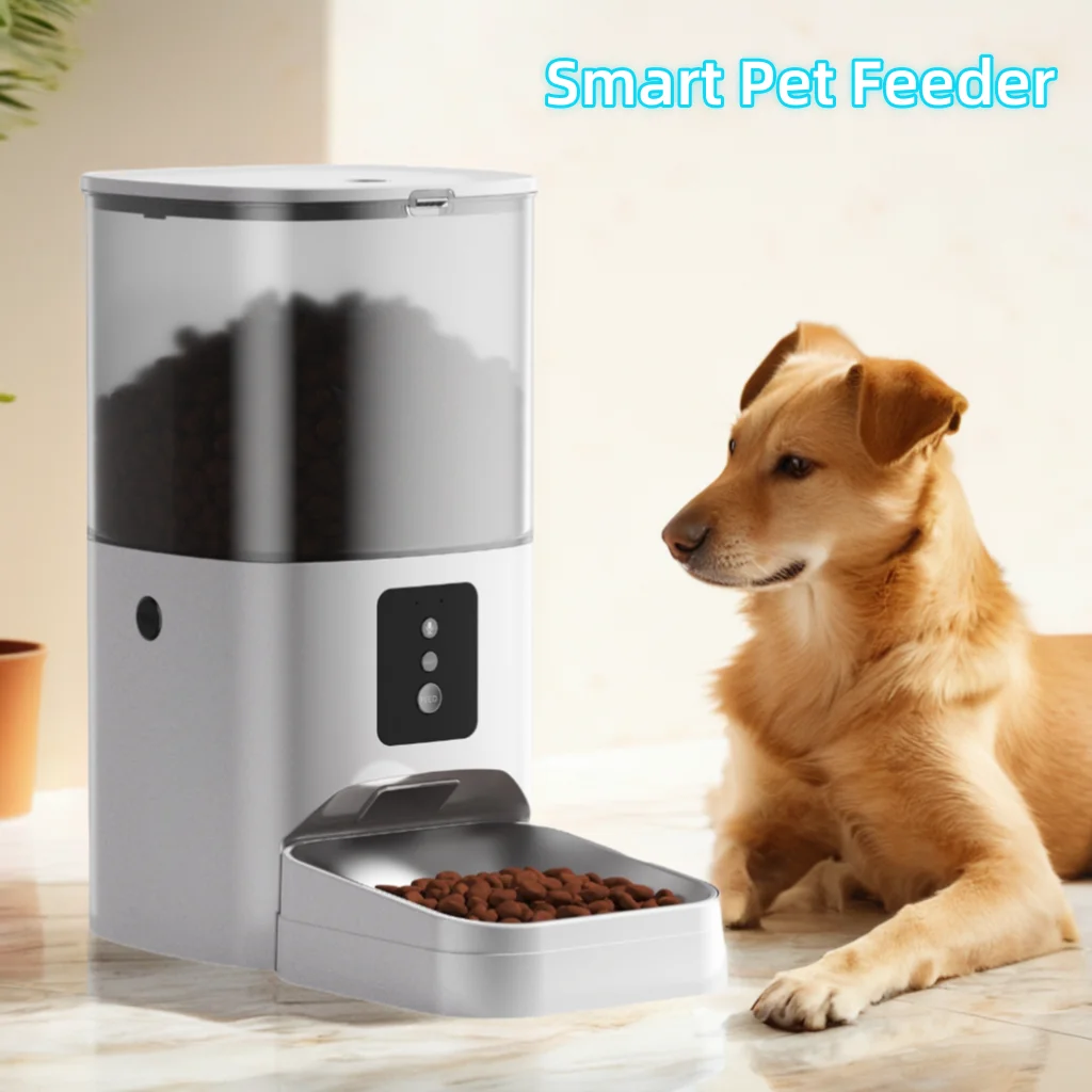 

6L Кормушка для собак Smart Pet Feeder 10s с голосовой записью Автоматически подключается к WIFI для дистанционного управления кормлением Smart Cat Feeder