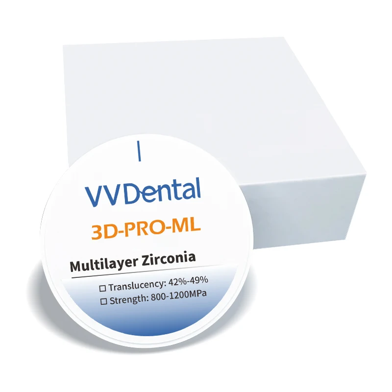 VVDental 3D-Multilayer 3D Pro Multilayer Zirconia Disc Disk Block CAD CAM Dental Laboratory Super Translucent 98mm