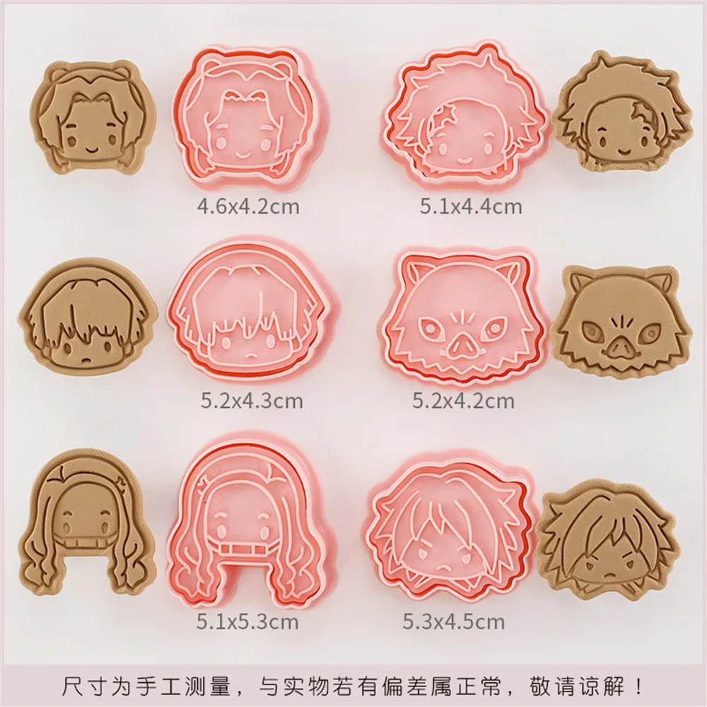 Demon Slayer Cartoon Cookie Molds 6pcs Tanjirou Nezuko Zenitsu With Box Demon Slayer Peripheral Baby Supplement Cookie Molds