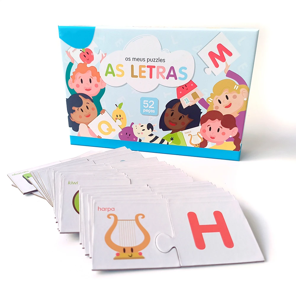 Montessori Portuguese Early Education Toy letter learning Pairing Toy 0-6Years Old Paper Puzzle For Children Best Christmas Gift