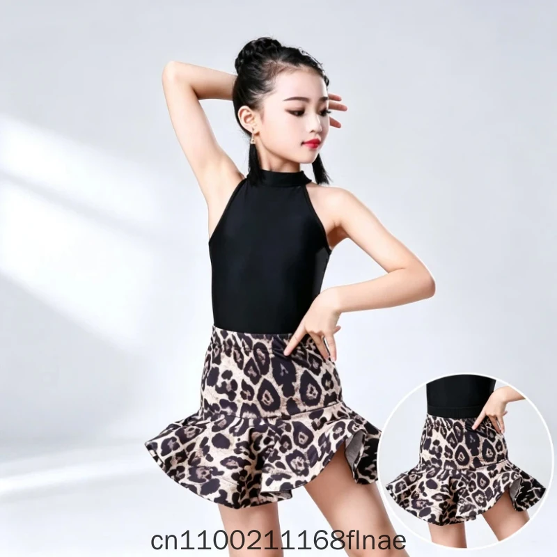 Latin Dance Children's and Girls' Dance Hall Competition Stage Costume Top Skirt Set Professional Performance Costume