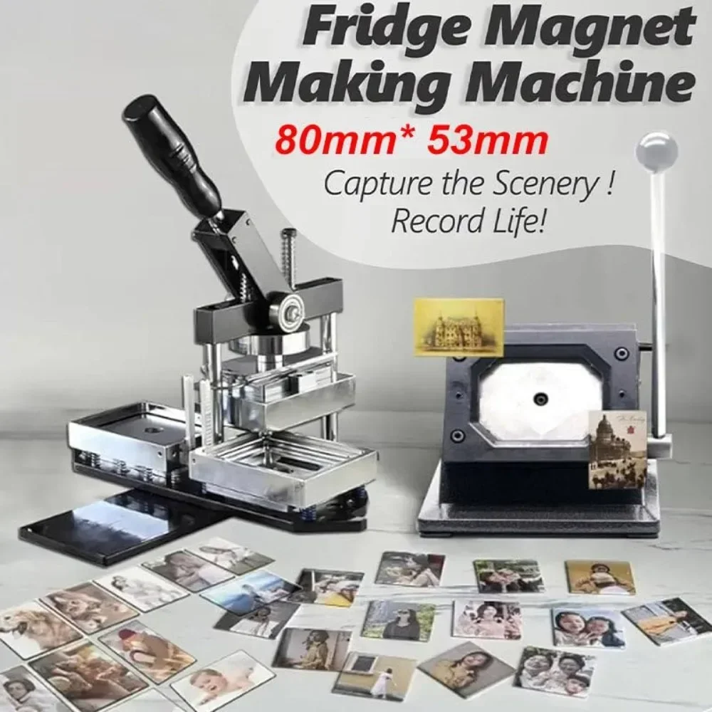 

Best sell Photo Magnet Machine 80x53mm/90x65mm DIY Square Fridge Magnet Making Machine Kit Black Rectangular Includes 100 Pi