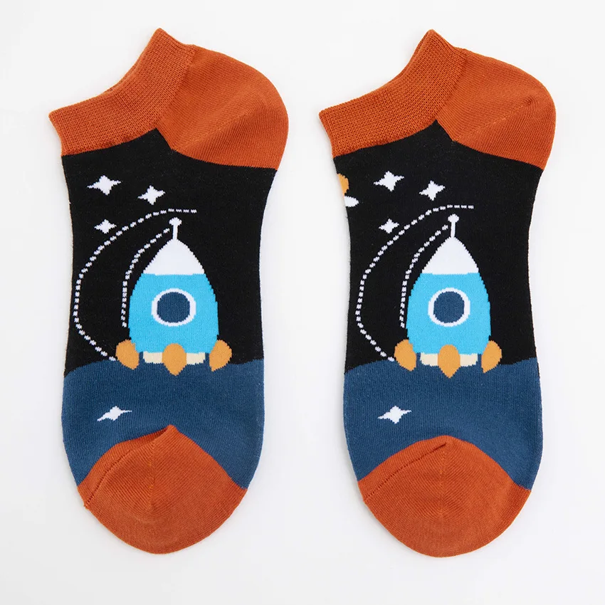 Calcetines de hombre de gran tamaño, cómodos, transpirables, absorbentes del sudor, a prueba de olores, calcetines de agarre de algodón puro, calcetines tobilleros divertidos de dibujos animados para ciclismo