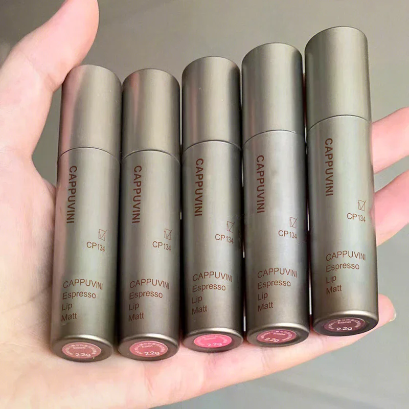 Mini tubo de prata único veludo fosco névoa brilho labial à prova dwaterproof água copo antiaderente lábio esmalte à prova de manchas não desbota batom líquido