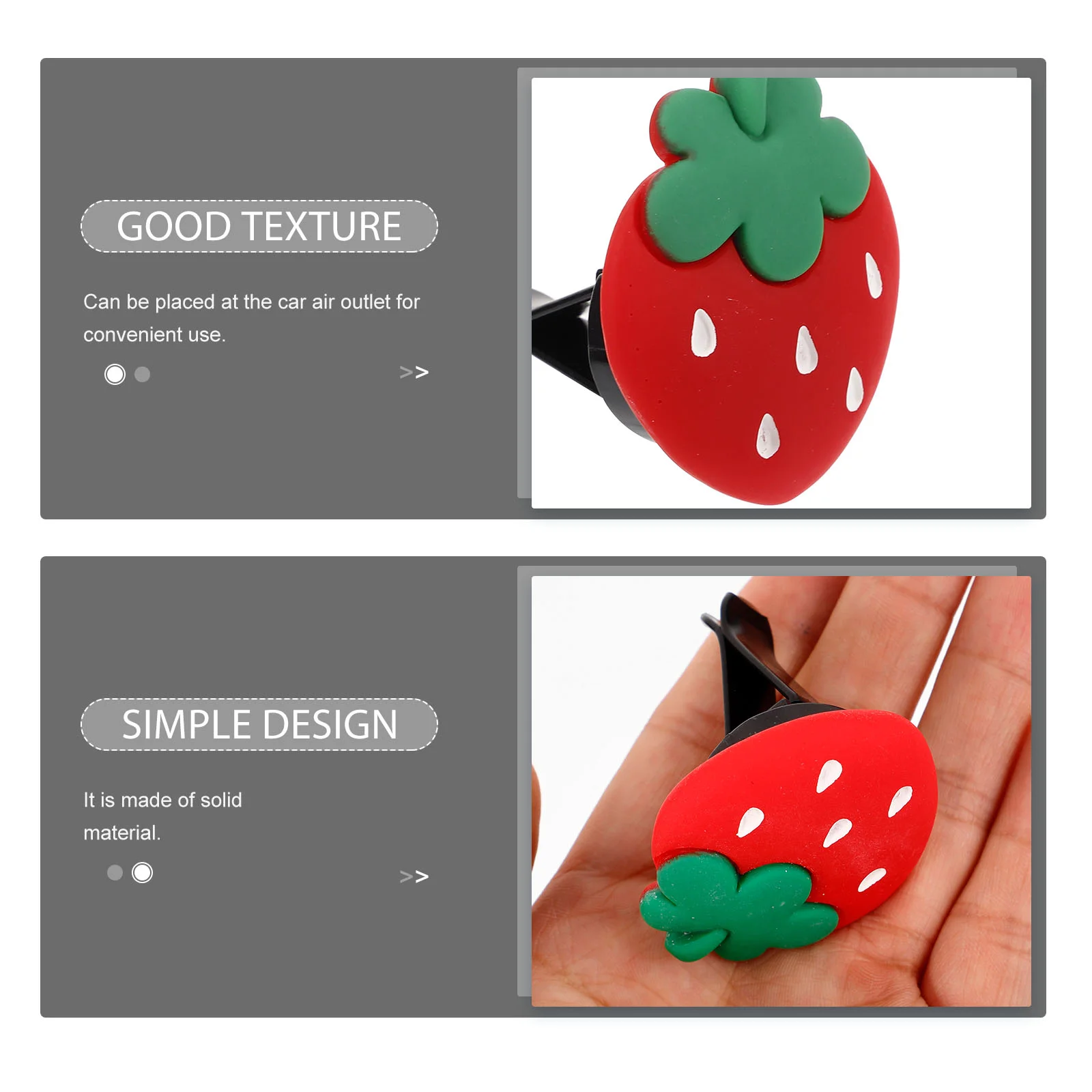 2 Pcs Vent Clip Cute Car Air Outlet Strawberry Accessories Freshener Resin Decorations