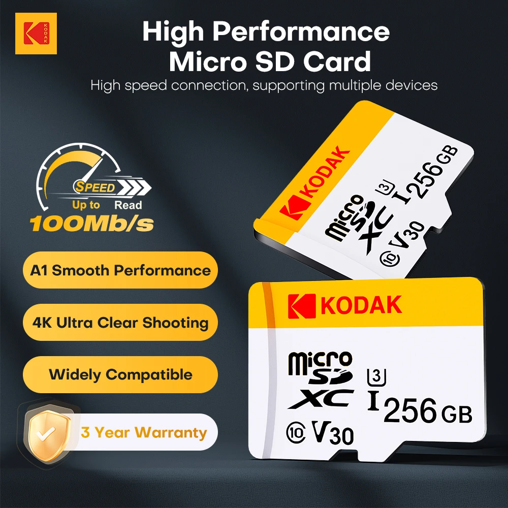 Kodak 100% оригинальная карта памяти Micro Sd 64 ГБ 128 ГБ SD-карта Micro SDXC Class10 флэш-карта 256 ГБ 32 ГБ SD-карта памяти для камеры