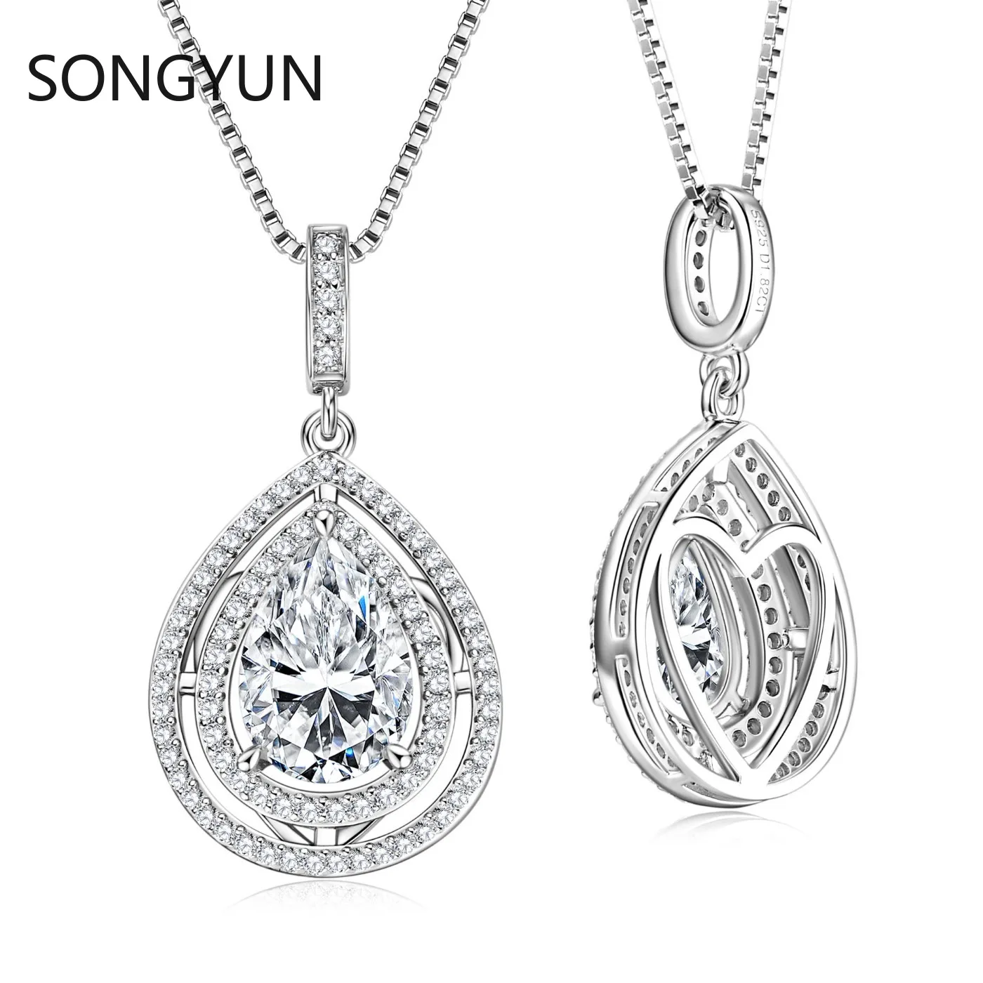 SONGYUN Luxury Jewelry 925 sterling silver Pendant Necklace Women GRA Certificated D Color Moissanite Diamond Necklaces Pendants