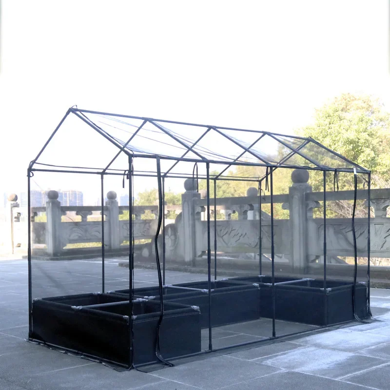 Plastic-coated iron pipe bracket, sunshade and insect-proof mesh tower type, vegetable growing greenhouse