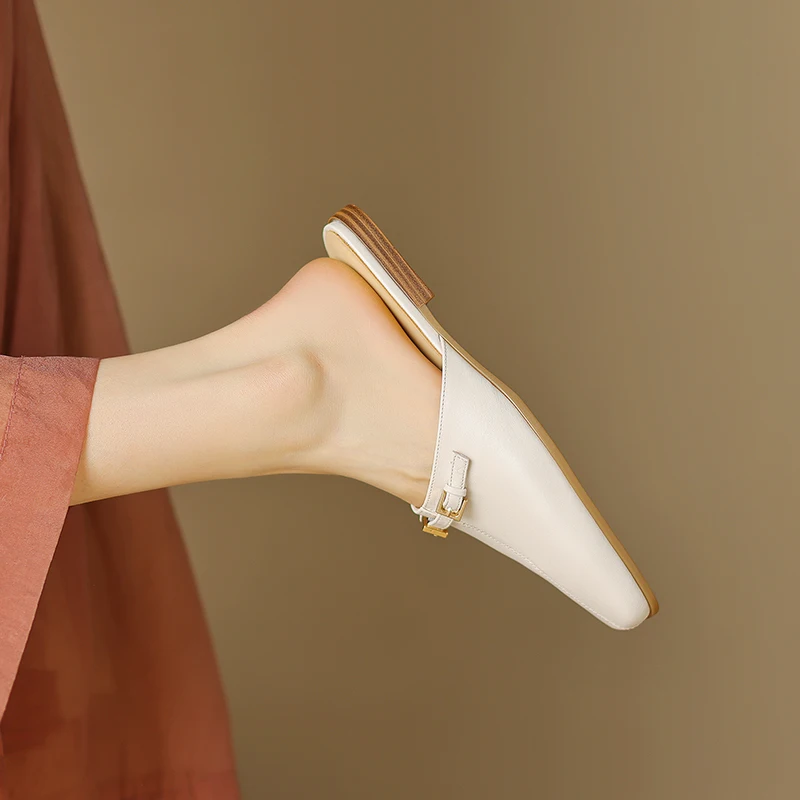 

2024 Summer Women Shoes Square Toe Low Heel Slippers Fashion Shoes for Women Casual Mules for Women Lady Shoes