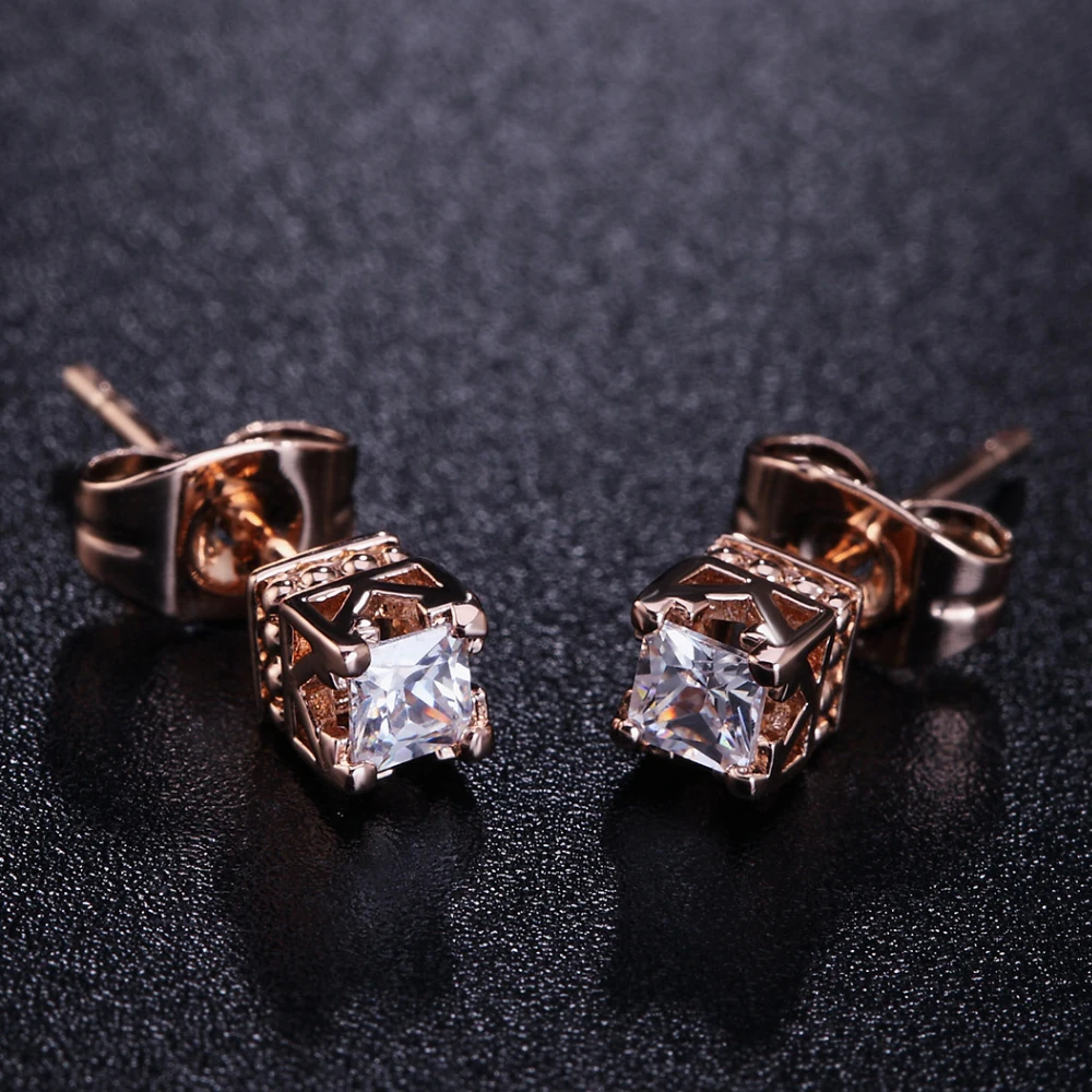 ZHOUYANG Stud Earrings For Women Top Quality Elegant Rose Gold Color Austrian Crystal Jewlery ZYE448 ZYE449