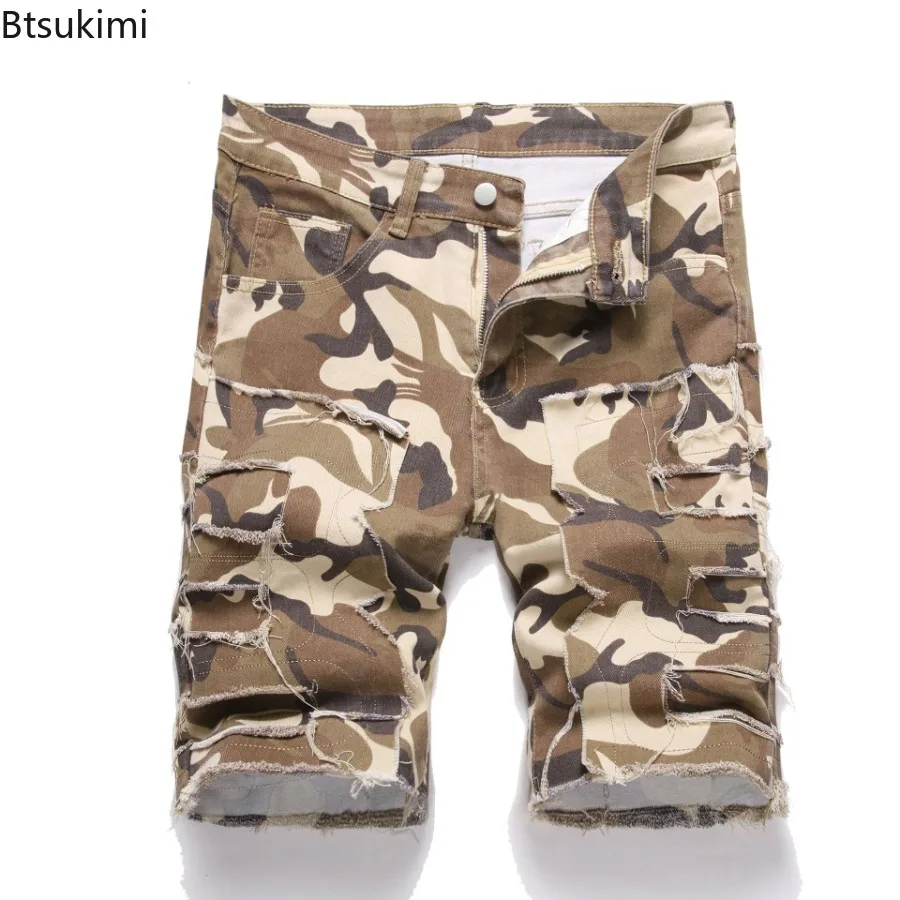 

New 2025 Men's Summer Camouflage Cowboy Shorts Trendy and Fashionable Thin High Street Denim Five Quarter Pants Casual Shorts