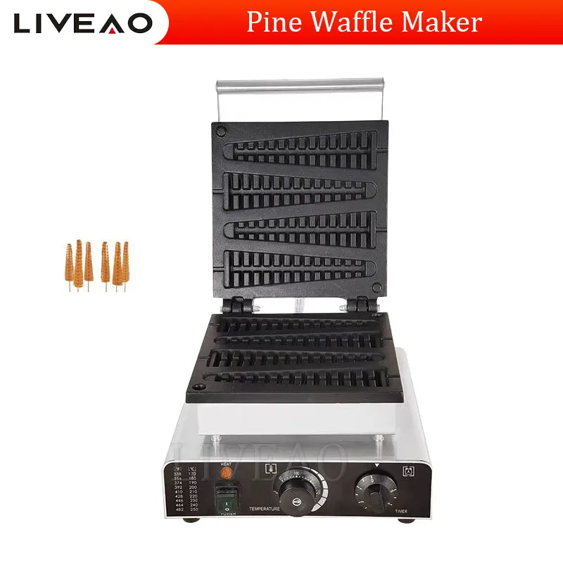 Snack Machine Pine Shape Waffle Maker Lolly Waffle Maker Machine With Ce Hot Sale