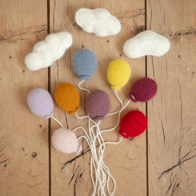 Baby Photo Decor Knitted Colorful Small Balloon Props Handmade Balloon Cloud Studio Photography Accessories Festival Party Props