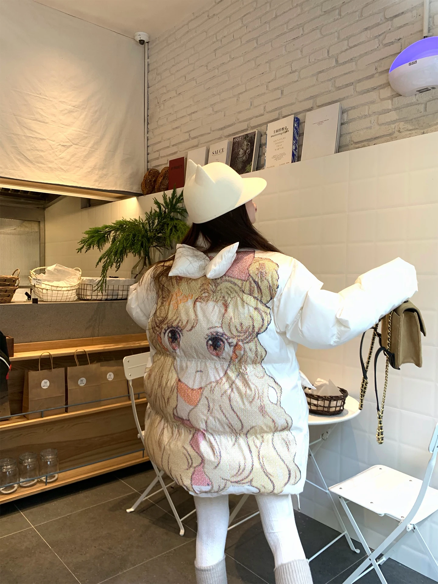 

Korean Sle Sweet Cute Bal Knot Mid-Length Cotton Jaet Women's Autumn Winter Faion Commute Loose Fit Coat