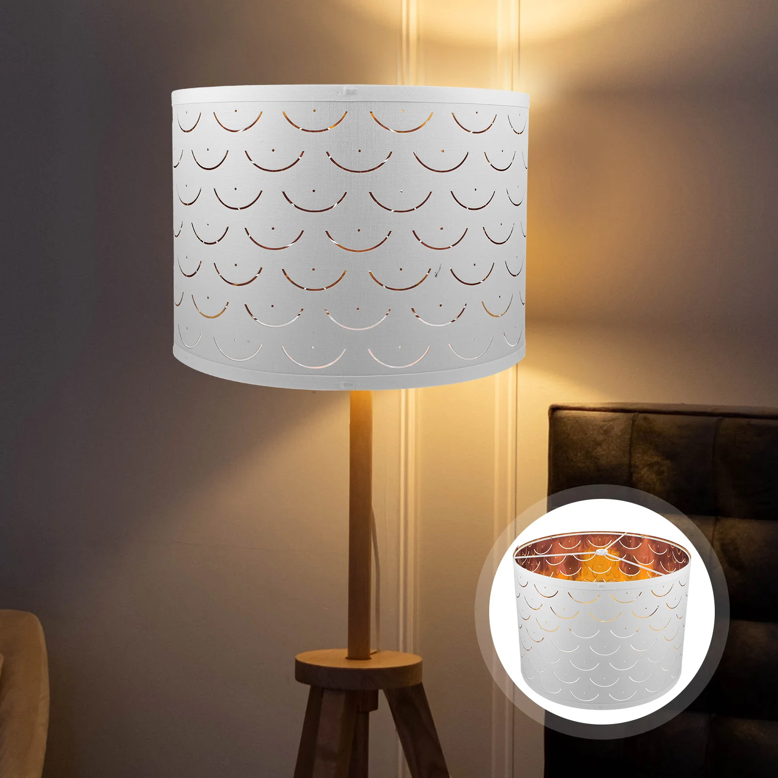 

Medium Lampshade Fabric Cloth Lampshade Hollow Drum Lamp Cover Table Lamp Floor Lamp Household Lampshade Replacement 12.9X9.4