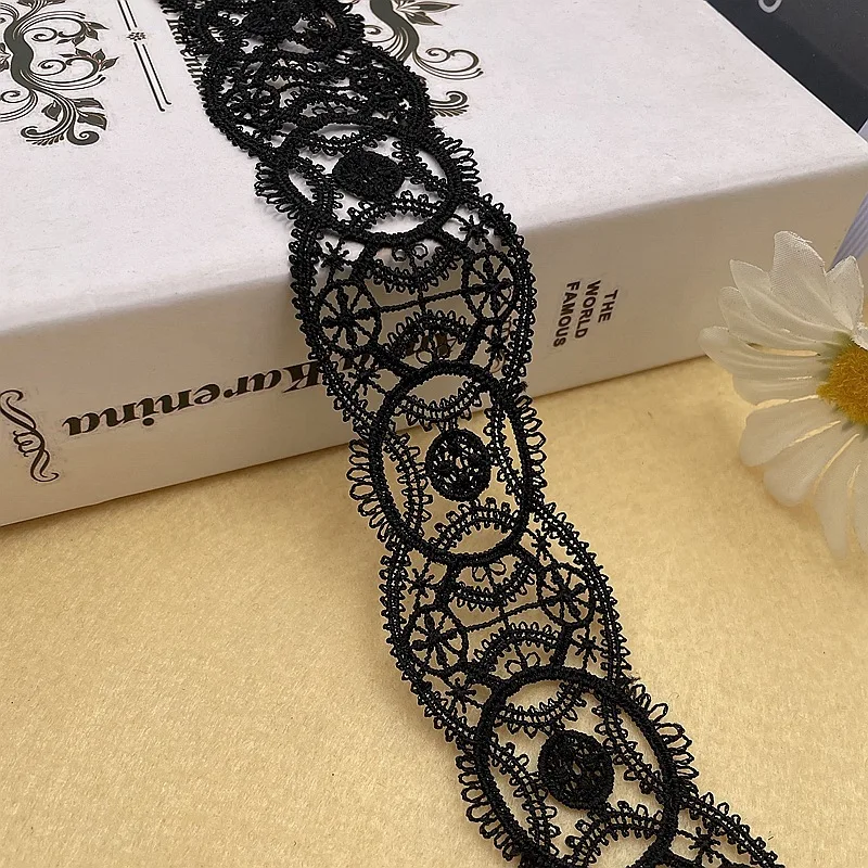 4.5CM Wide White Black Exquisite Polyester Hollow Out Embroidery Lace Ribbon Dress Clothes Curtains DIY Apparel Sewing Supplies