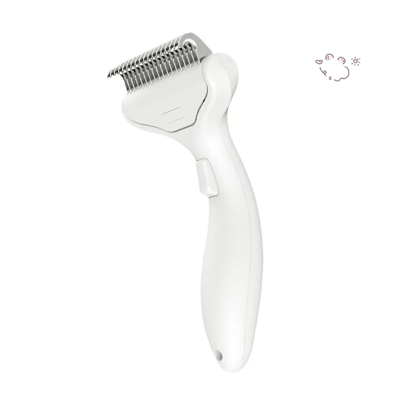 [H8G] 1 cepillo flotante de acero inoxidable para eliminar el pelo de perros de razas de pelo largo, peine para cachorros y gatos, diseño curvo