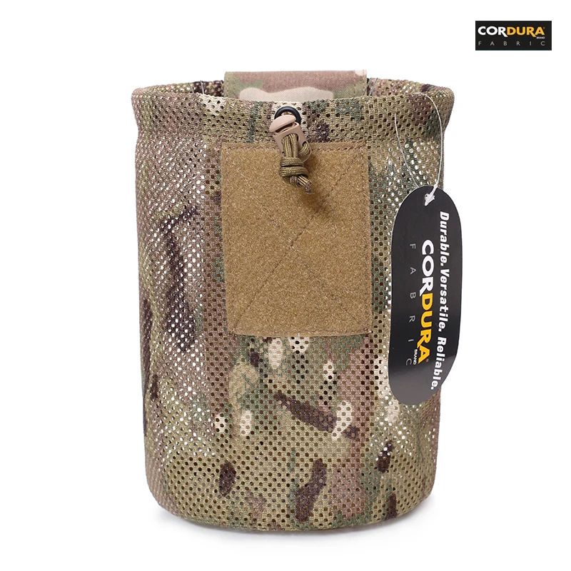 Molle-riñonera táctica para exteriores, bolsa enrollable con cordón para revistas, plegable, de malla, EDC, 500D, CORDURA