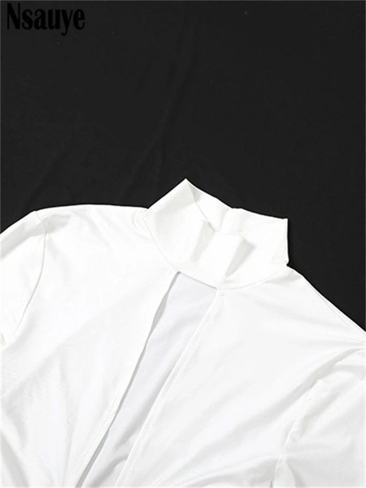 Nsauye Pullover Women Low Cut Out Turtleneck Long Sleeve Maxi High Split Dress Sexy Party Night Club Elegant Dress 2025 Winter