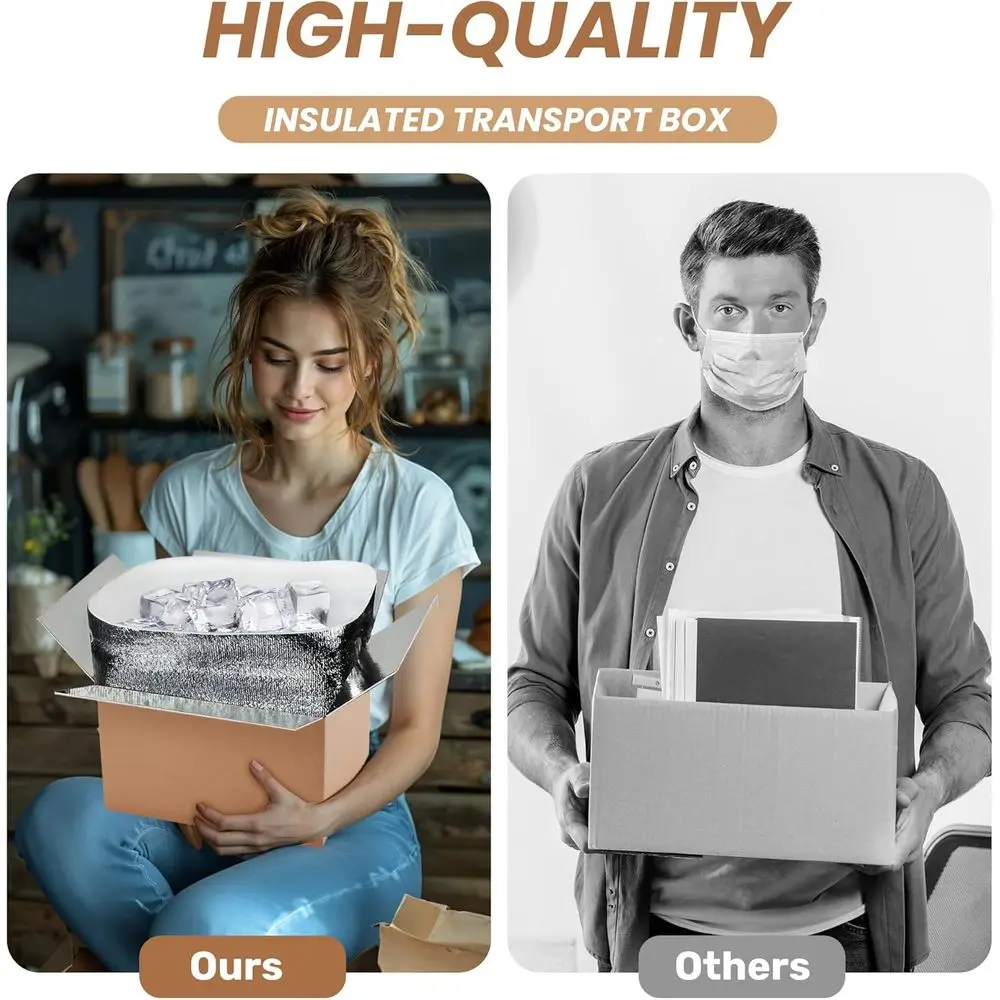 Caixas de Envio Isoladas Reutilizáveis com Forro de Óleo, Pacotes Térmicos Frios, 6x5x9 Polegadas
