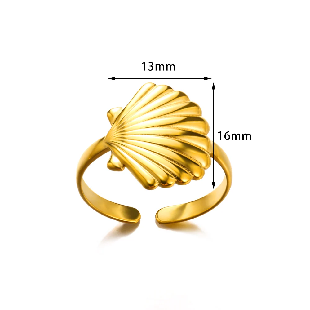 Anelli di conchiglia di mare Color oro per donna uomo apertura regolabile in acciaio inossidabile Summer Beach Seashell Ring Statement Jewelry Gift