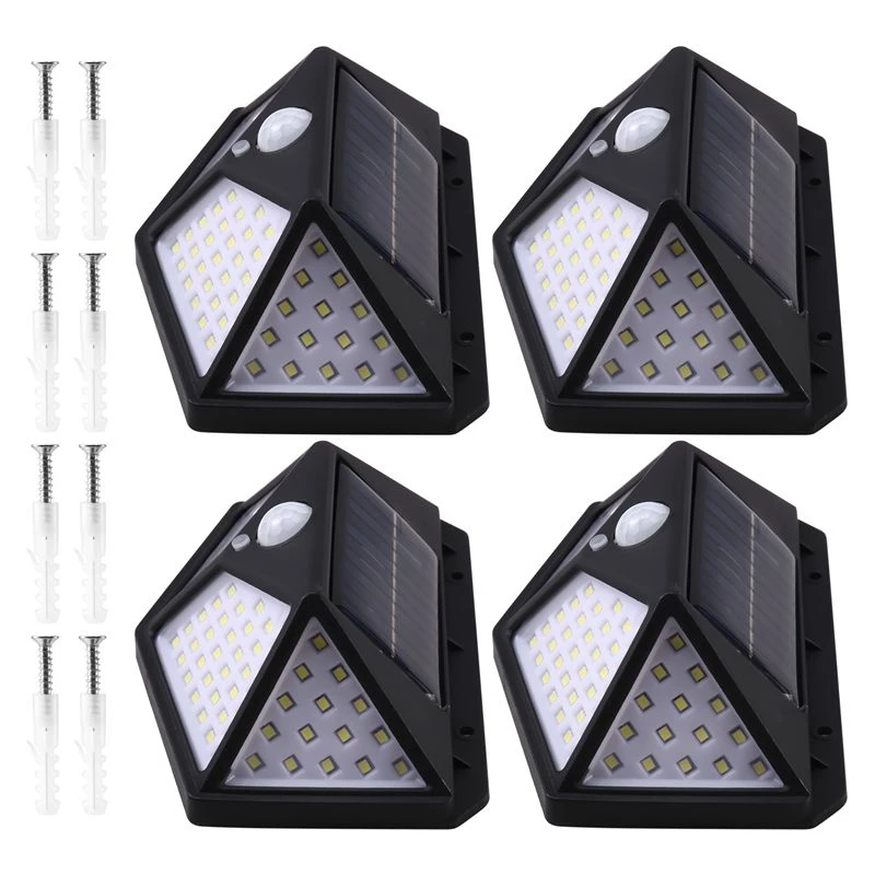 BMBY-100 LED Solar Security Lights Outdoor: 270° Wide Angle With Triple Mode Motion Sensor